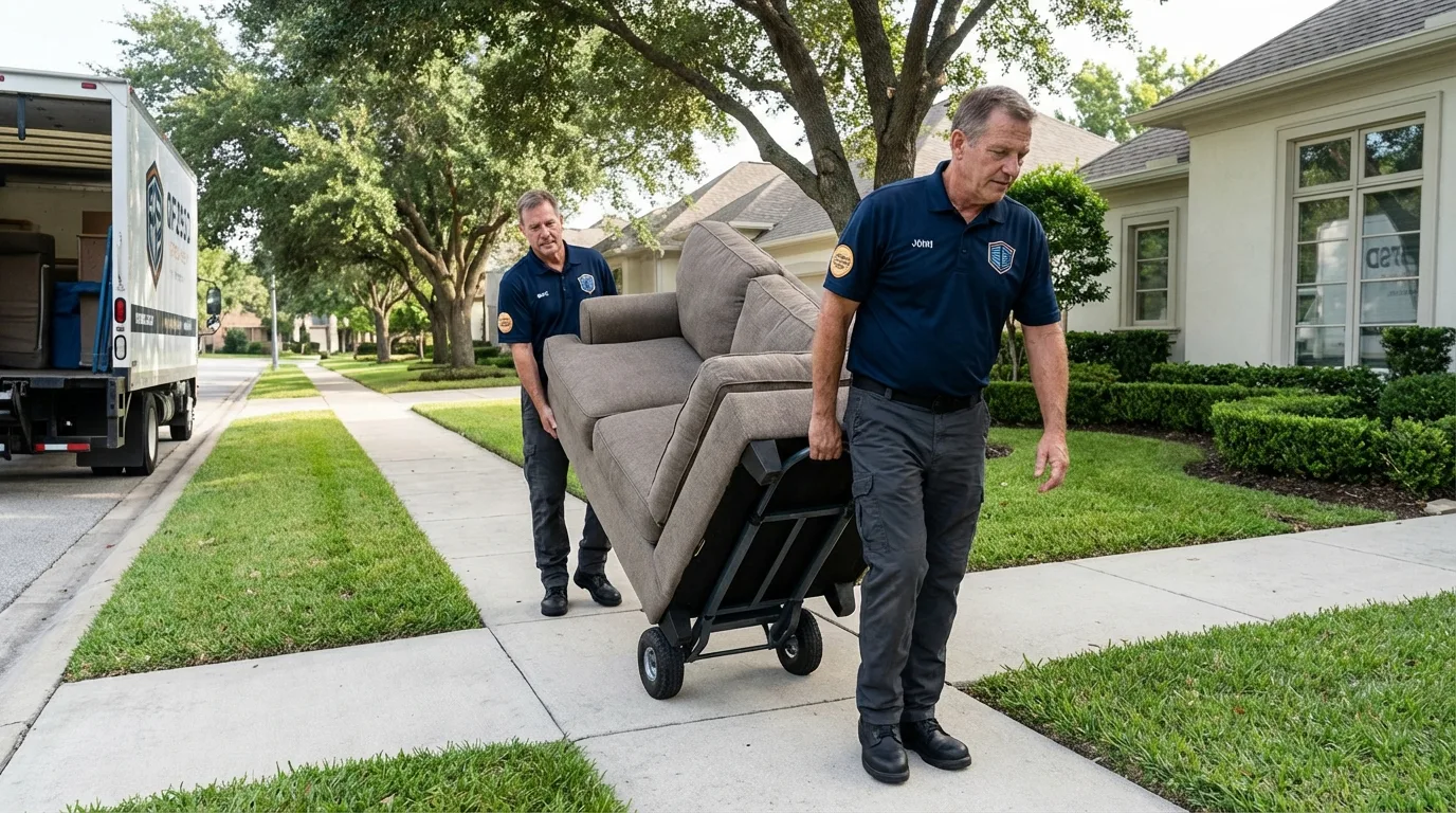 Local residential moving crew loading furniture in Rushford, MN
